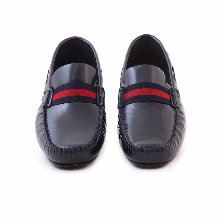 Mocassini Erkek Açma Deri Kauçuk Taban Lacivert Günlük Ayakkabı