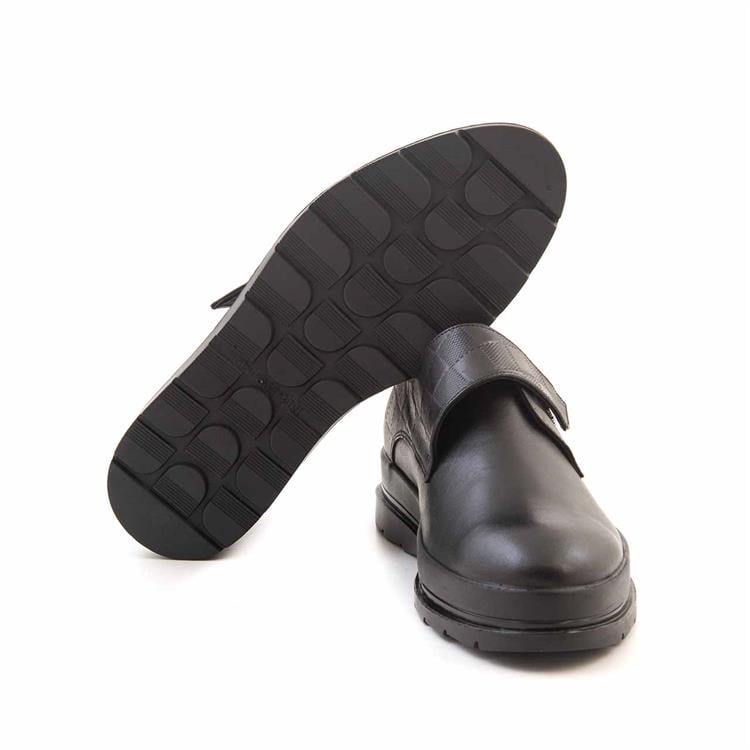 Mocassini Erkek Hakiki Deri Kauçuk Taban Siyah Günlük Ayakkabı