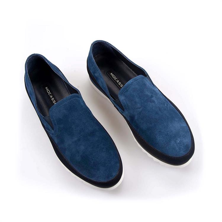 Mocassini Erkek Hakiki Deri Eva Taban Lacivert-Mavi Günlük Ayakkabı