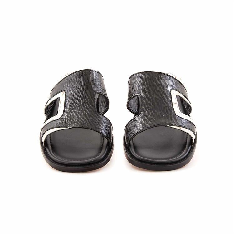 Mocassini Erkek Hakiki Deri Kösele Taban Siyah - Gri Terlik Terlik