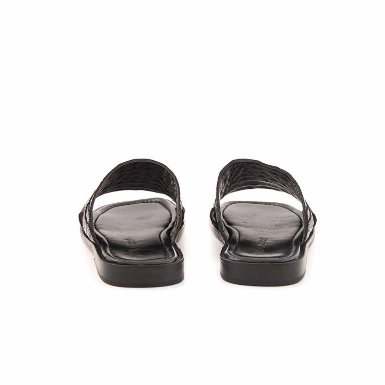 Mocassini Erkek Hakiki Deri Kösele Taban Siyah Terlik Terlik