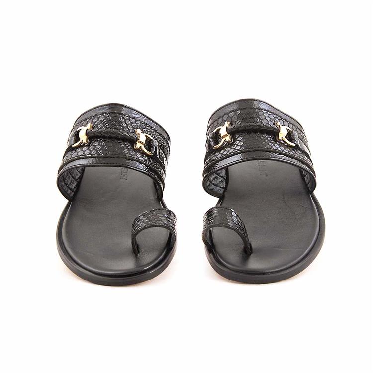 Mocassini Erkek Hakiki Deri Kösele Taban Siyah Terlik Terlik