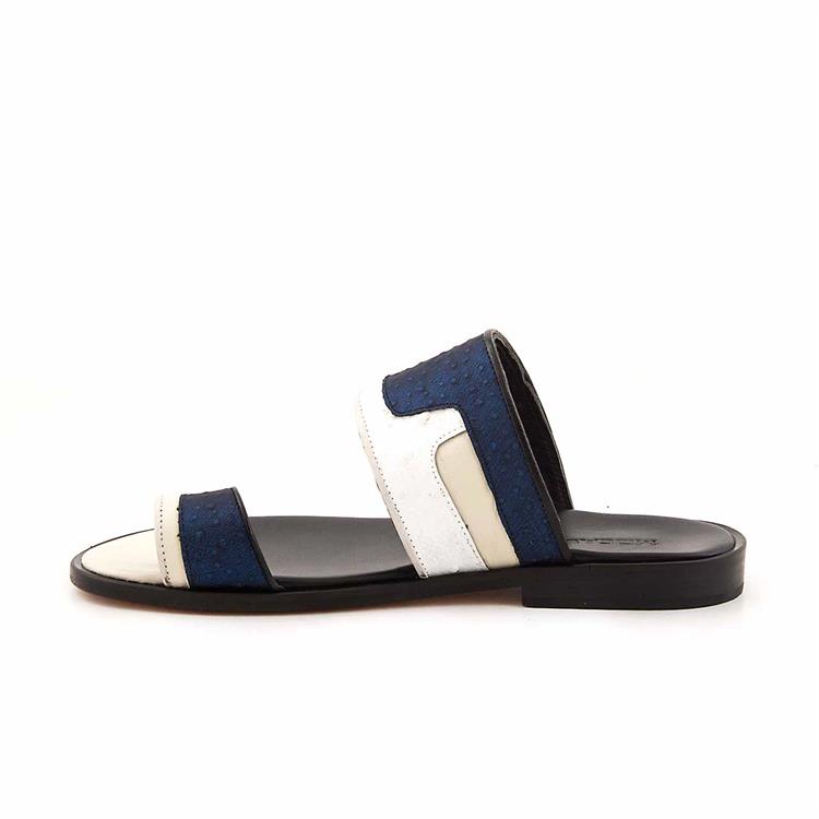 Mocassini Erkek Hakiki Deri Kösele Taban Siyah - Beyaz Terlik Terlik