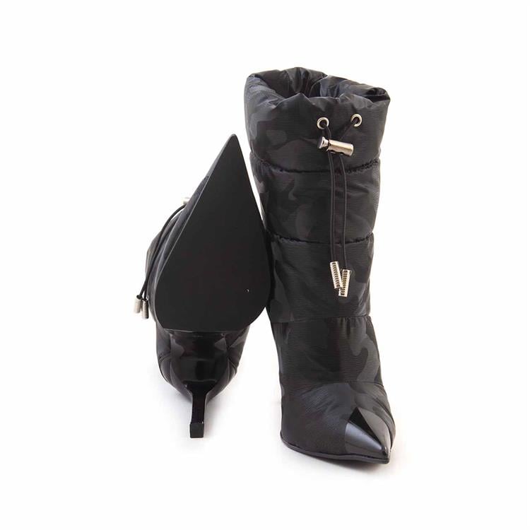 Mocassini Kadın Hakiki Deri Eva Taban Siyah Kamuflaj Günlük Bot