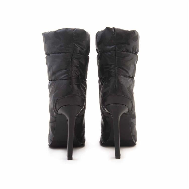 Mocassini Kadın Hakiki Deri Eva Taban Siyah Kamuflaj Günlük Bot