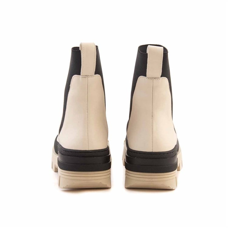 Mocassini Kadın Hakiki Deri Kauçuk Taban Bej Günlük Bot