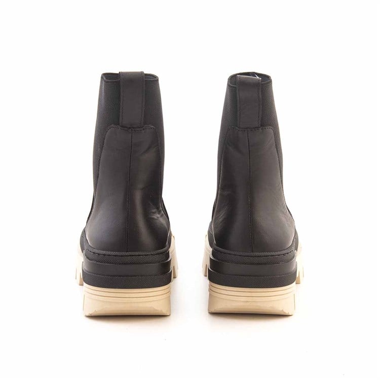 Mocassini Kadın Hakiki Deri Kauçuk Taban Siyah Günlük Bot