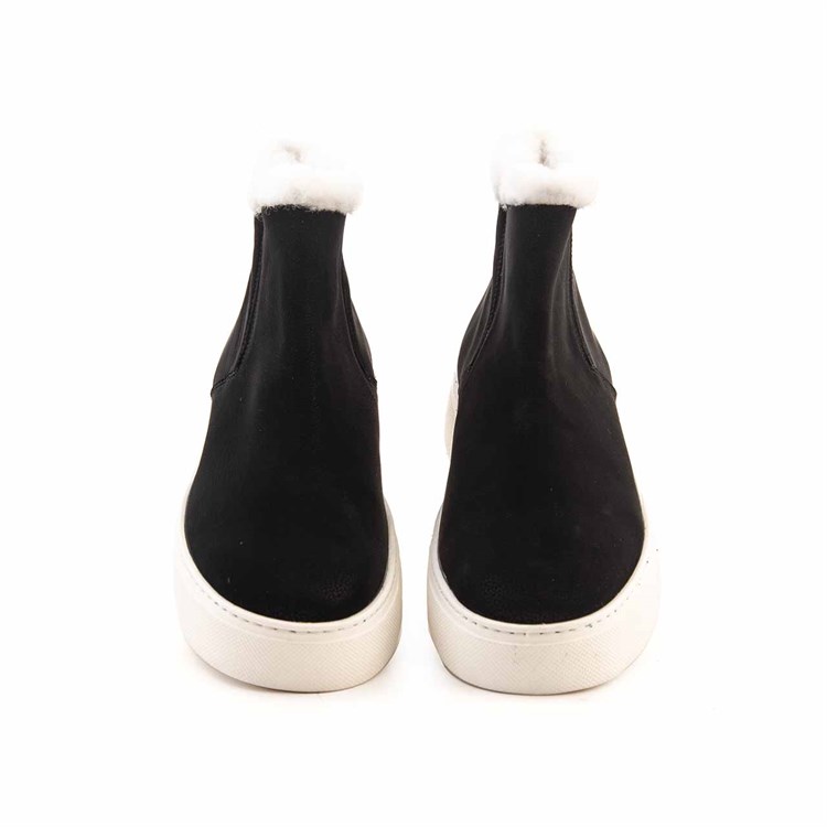 Mocassini Kadın Hakiki Deri Kauçuk Taban Siyah Günlük Bot