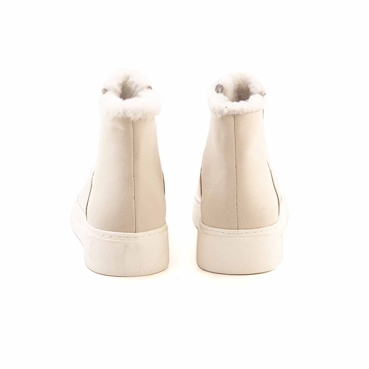 Mocassini Kadın Hakiki Deri Kauçuk Taban Bej Günlük Bot