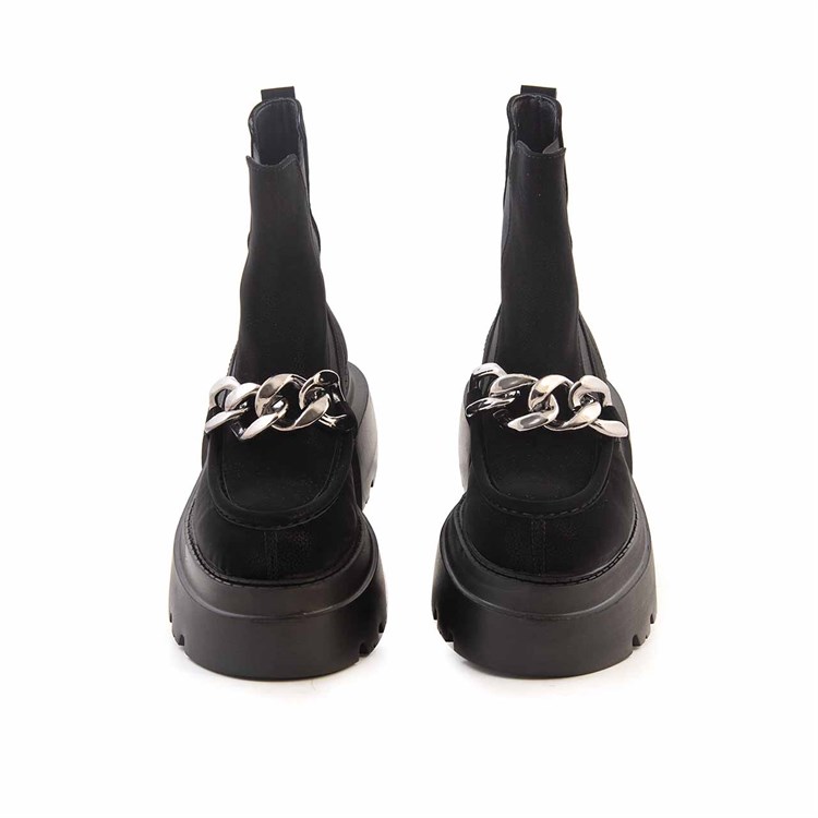 Mocassini Kadın Hakiki Deri Eva Taban Siyah Günlük Bot