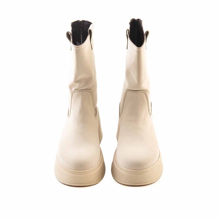 Mocassini Kadın Hakiki Deri Kauçuk Taban Bej Süet Günlük Bot