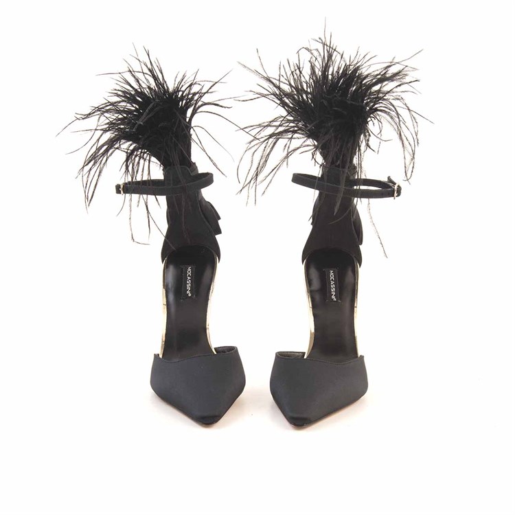 Mocassini Kadın Hakiki Deri Kösele Taban Siyah Gece & Abiye Ayakkabı