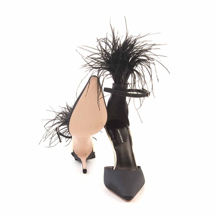 Mocassini Kadın Hakiki Deri Kösele Taban Siyah Gece & Abiye Ayakkabı