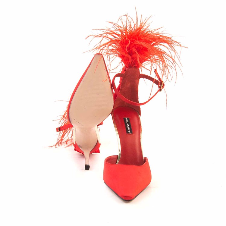 Mocassini Kadın Hakiki Deri Kösele Taban Kırmızı Gece & Abiye Ayakkabı