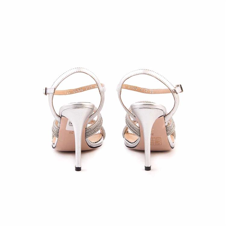 Mocassini Kadın Hakiki Deri Kösele Taban Lame Renk Gece & Abiye Sandalet