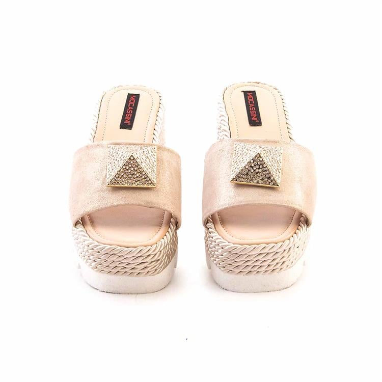 Mocassini Kadın Hakiki Deri Eva Taban Bej Süet Terlik Terlik