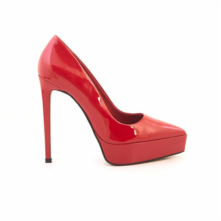 Mocassini Kadın Rugan Deri Microlight Taban Kırmızı Parlak Topuklu Ayakkabı