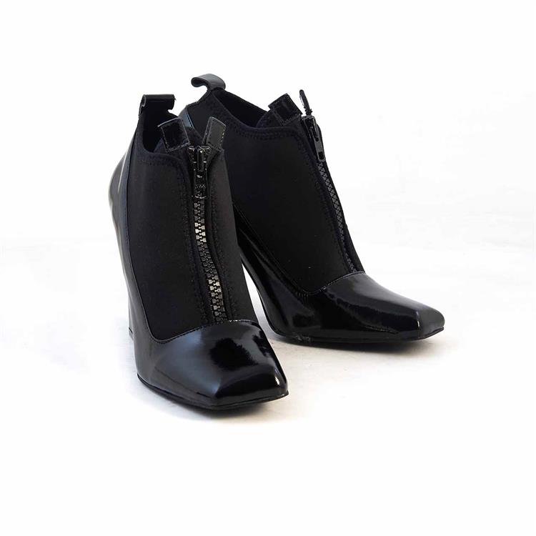 Mocassini Kadın Rugan Deri Eva Taban Siyah Topuklu Ayakkabı