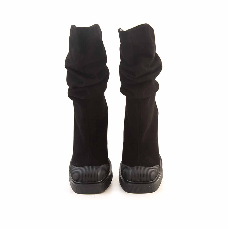 Mocassini Kadın Hakiki Deri Eva Taban Siyah Süet Günlük Bot