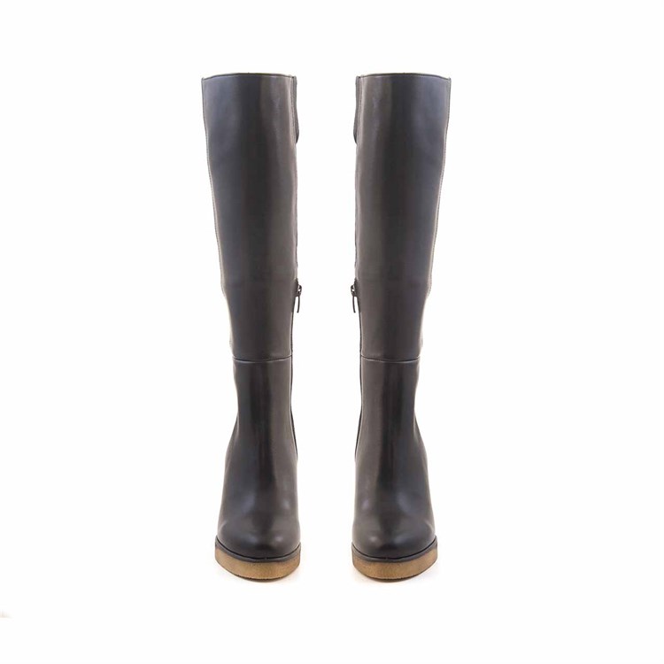 Mocassini Kadın Hakiki Deri Kauçuk Taban Siyah Günlük Çizme