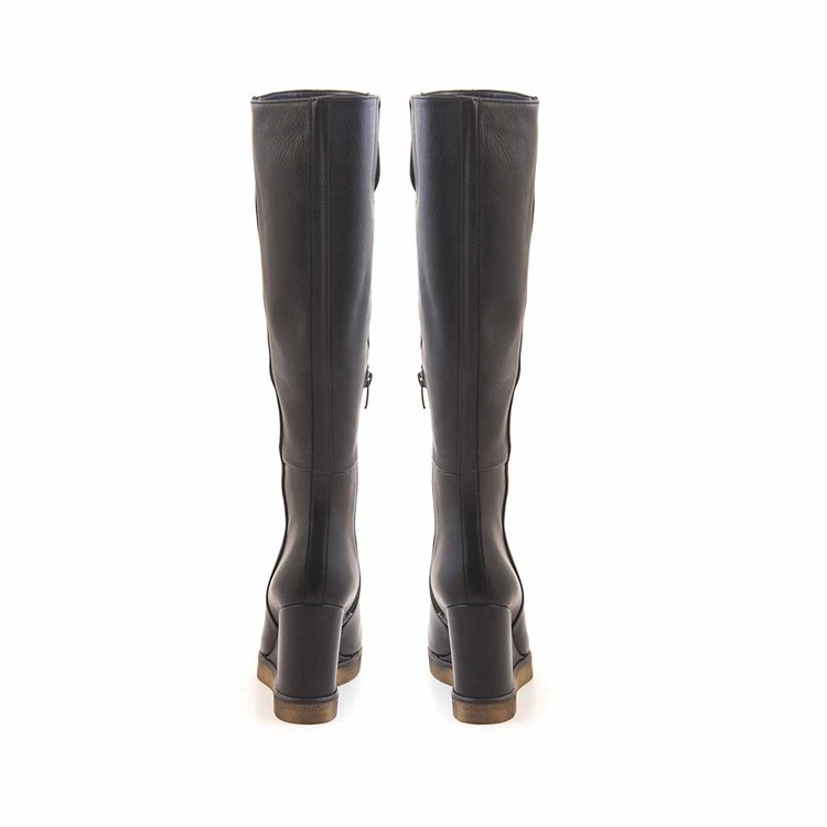 Mocassini Kadın Hakiki Deri Kauçuk Taban Siyah Günlük Çizme