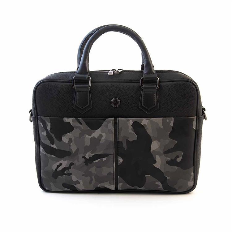 Mocassini Erkek Hakiki Deri Siyah Kamuflaj Evrak Çantası 