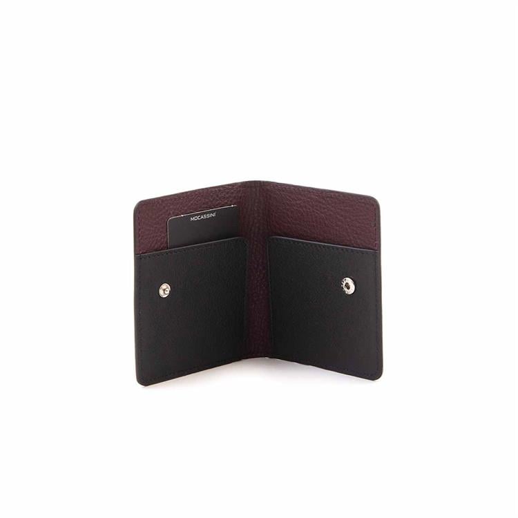 Mocassini Erkek Hakiki Deri Siyah-Bordo Cüzdan Cüzdan