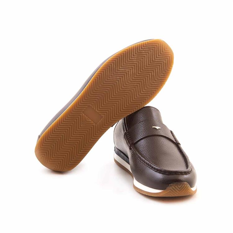 Mocassini Erkek Hakiki Deri Kösele Taban Kahverengi Günlük Ayakkabı