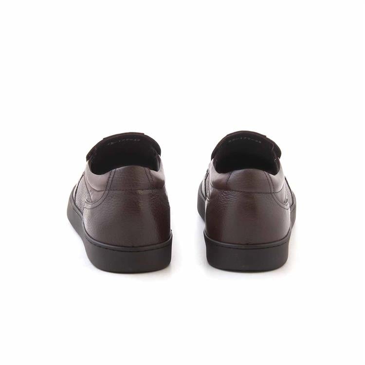 Mocassini Erkek Hakiki Deri Kauçuk Taban Kahverengi Günlük Ayakkabı