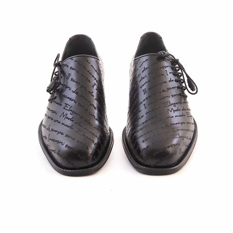 Mocassini Erkek Hakiki Deri Enjeksiyon Kösele Taban Siyah Klasik Ayakkabı