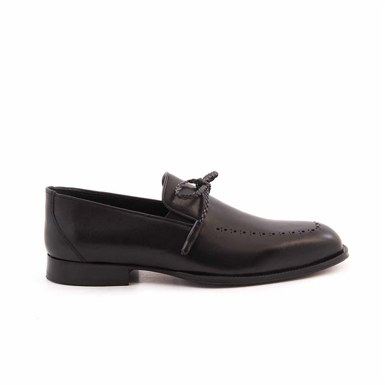 Mocassini Erkek Hakiki Deri Enjeksiyon Kösele Taban Siyah Klasik Ayakkabı