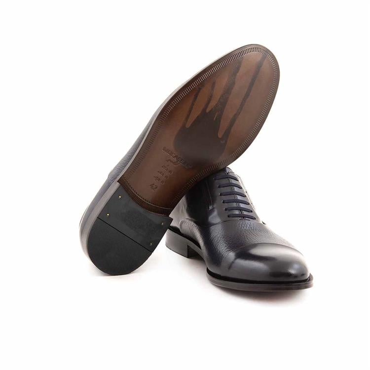 Mocassini Erkek Hakiki Deri Kösele Taban Lacivert Klasik Ayakkabı