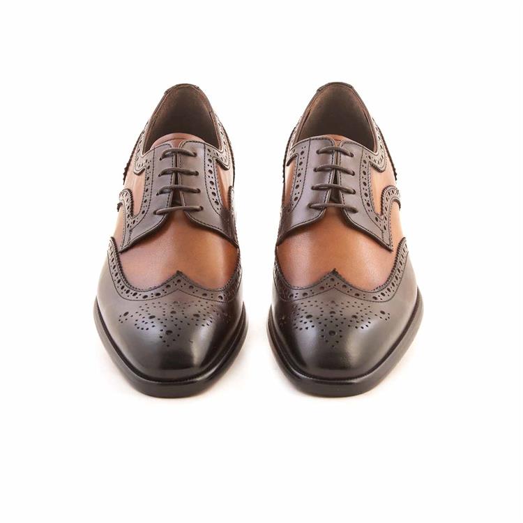 Mocassini Erkek Hakiki Deri Enjeksiyon Kösele Taban Kahverengi-taba Klasik Ayakkabı