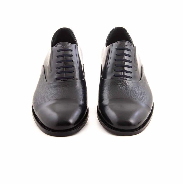 Mocassini Erkek Hakiki Deri Kösele Taban Lacivert Klasik Ayakkabı