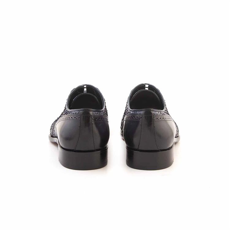 Mocassini Erkek Hakiki Deri Enjeksiyon Kösele Taban Lacivert Klasik Ayakkabı