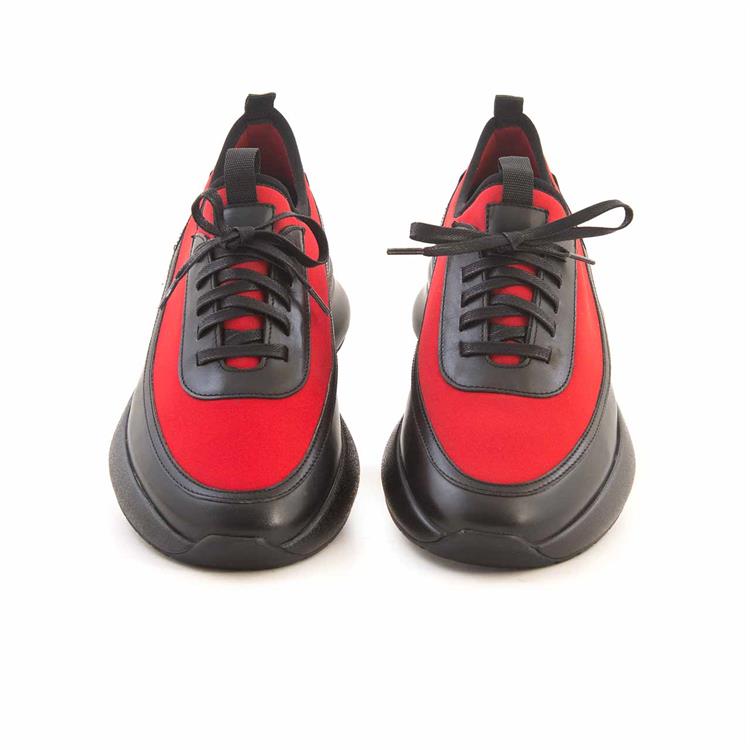 Mocassini Erkek Hakiki Deri Kauçuk Taban Siyah-Kırmızı Spor & Sneaker Ayakkabı