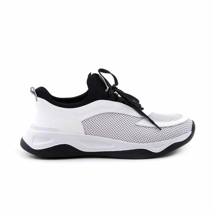 Mocassini Erkek Hakiki Deri Beyaz-Siyah Spor & Sneaker Ayakkabı