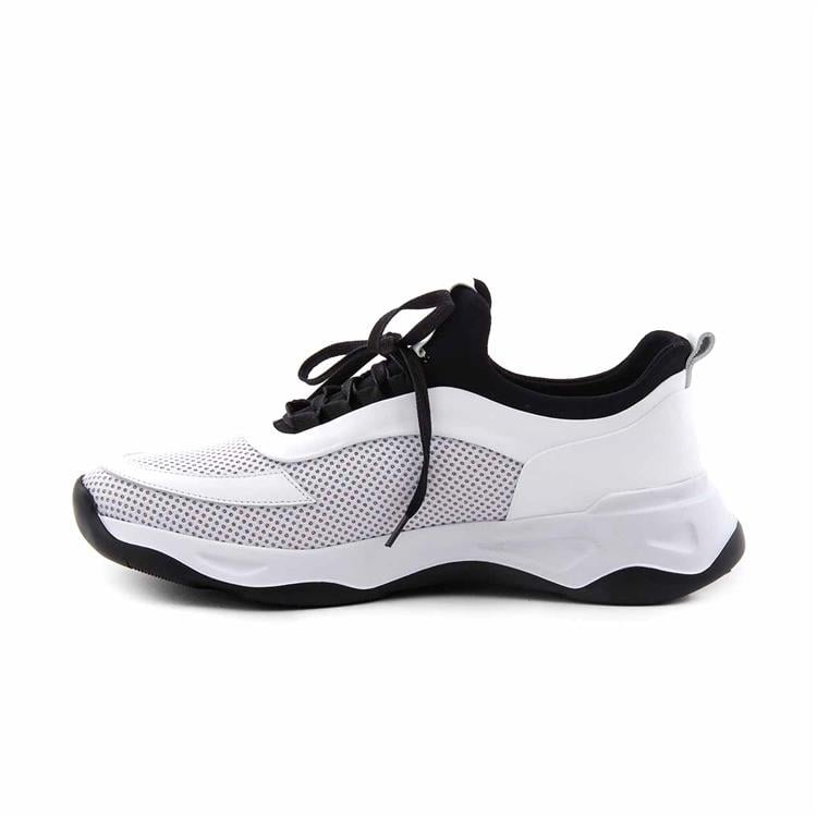 Mocassini Erkek Hakiki Deri Beyaz-Siyah Spor & Sneaker Ayakkabı