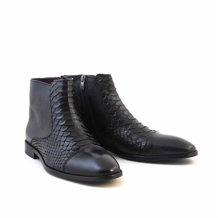 Mocassini Gold Erkek Hakiki Deri Siyah Bot 