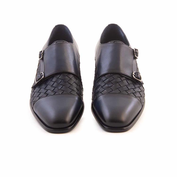 Mocassini Gold Erkek Hakiki Deri Kösele Taban Lacivert Örgü Klasik Ayakkabı