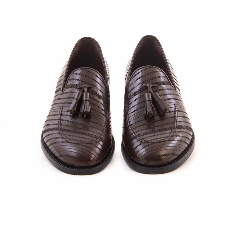 Mocassini Gold Erkek Hakiki Deri Enjeksiyon Kösele Taban Kahverengi Klasik Ayakkabı