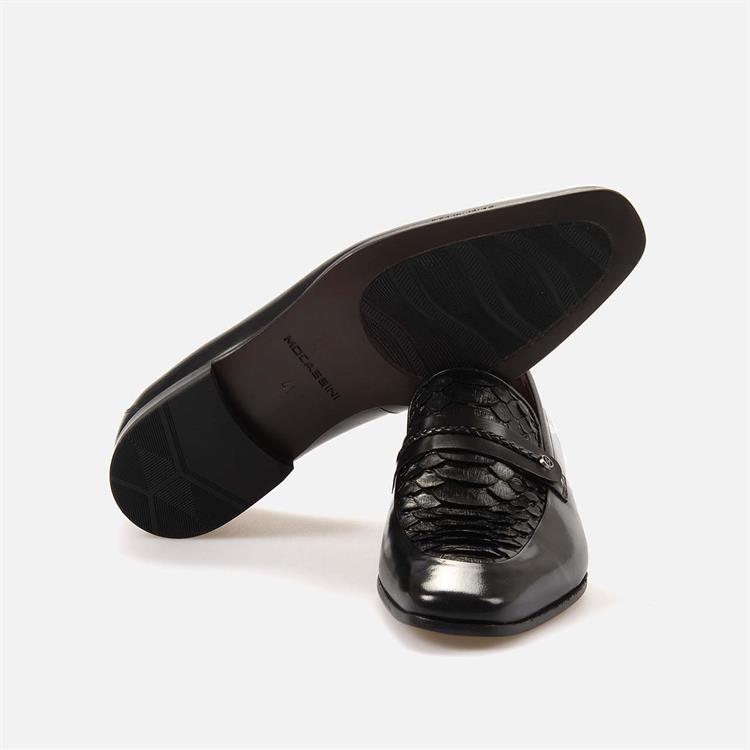 Mocassini Gold Erkek Hakiki Piton Kösele Taban Siyah Klasik Ayakkabı