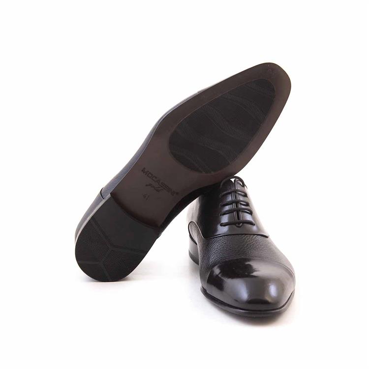 Mocassini Gold Erkek Hakiki Deri Kösele Taban Siyah Klasik Ayakkabı