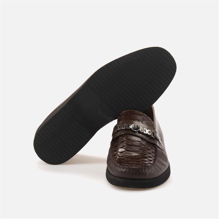 Mocassini Gold Erkek Hakiki Piton Eva Taban Kahverengi Günlük Ayakkabı