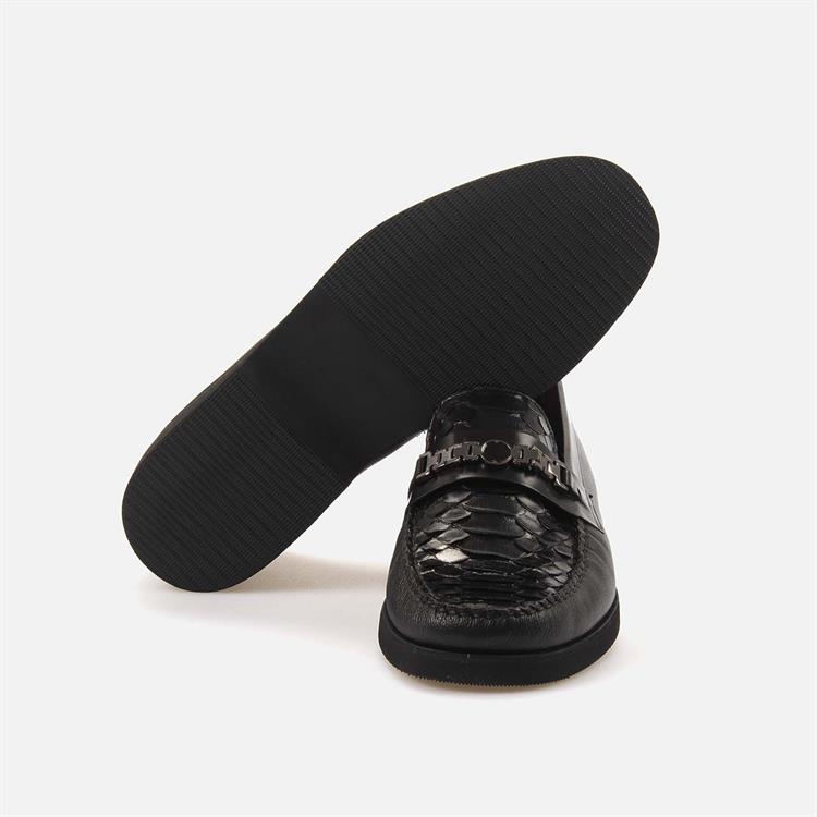 Mocassini Gold Erkek Hakiki Piton Eva Taban Siyah Günlük Ayakkabı