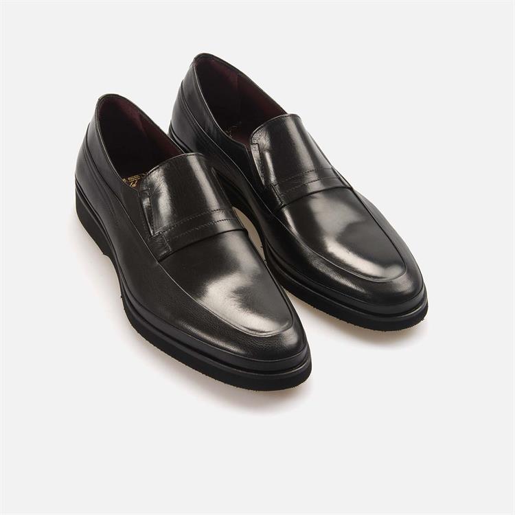 Mocassini Gold Erkek Hakiki Deri Eva Taban Siyah Klasik Ayakkabı