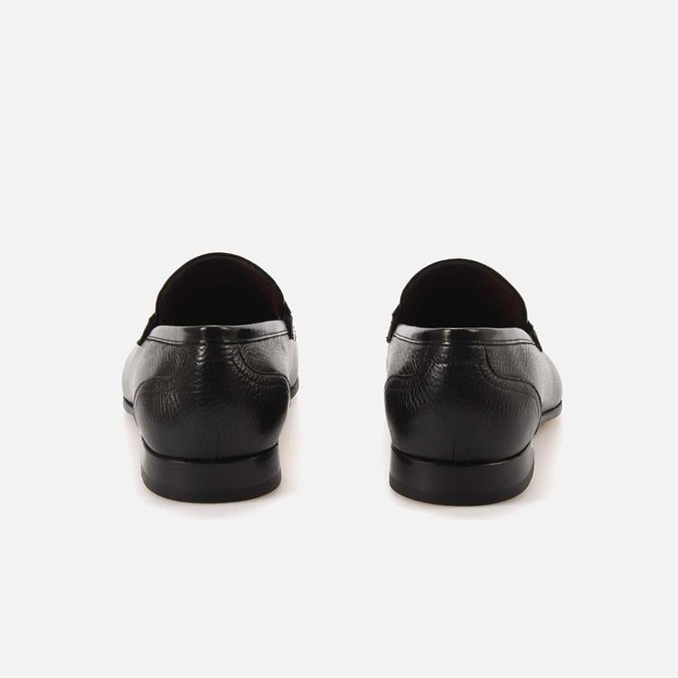 Mocassini Gold Erkek Geyik Derisi Enjeksiyon Kösele Taban Siyah Klasik Ayakkabı