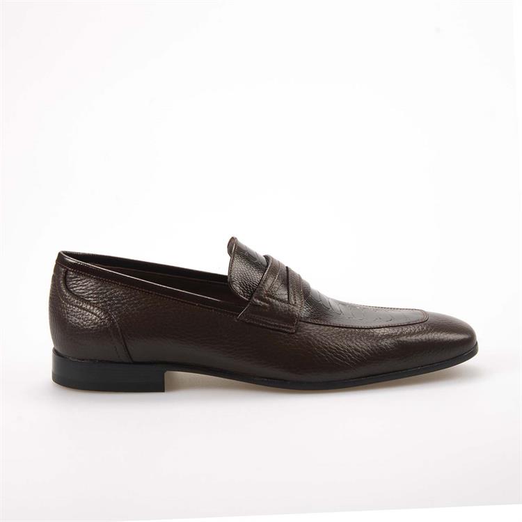 Mocassini Gold Erkek Geyik Derisi Enjeksiyon Kösele Taban Kahverengi Klasik Ayakkabı