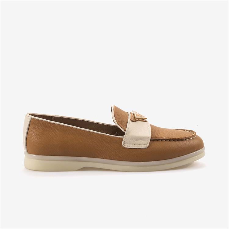 Mocassini Hakiki Deri Günlük Taba-Bej Ayakkabı