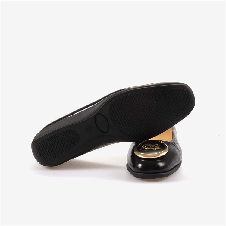 Mocassini Hakiki Deri Kadın Siyah Rugan Babet Ayakkabı